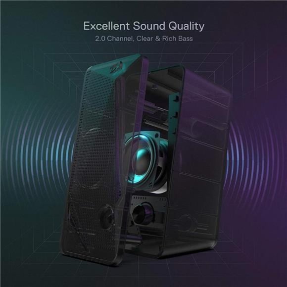 Waltz RGB Desktop Speakers,2.0 Channel PC Computer Stereo Speaker with 4Colorful - Picture 4 of 7